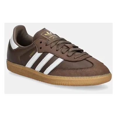 Kožené sneakers boty adidas Originals Samba OG hnědá barva, IE6522