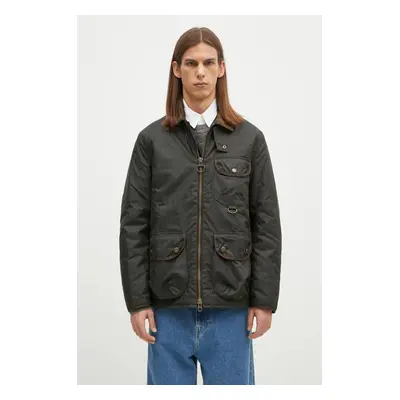 Bunda Barbour Angler Wax Jacket pánská, zelená barva, přechodná, MWX2348