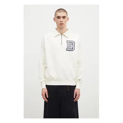 Bavlněná mikina Billionaire Boys Club College Quarter Zip pánská, béžová barva, s potiskem, B243