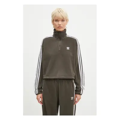 Mikina adidas Originals Polarf Half Zip dámská, zelená barva, s aplikací, IW3164