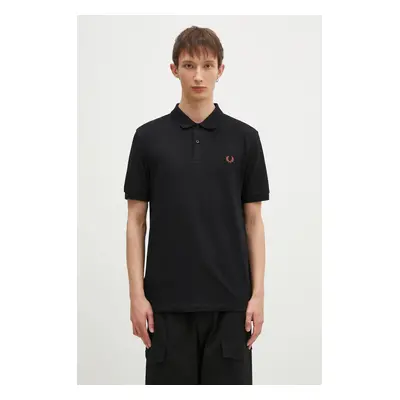 Bavlněné polo tričko Fred Perry černá barva, M6000.U35