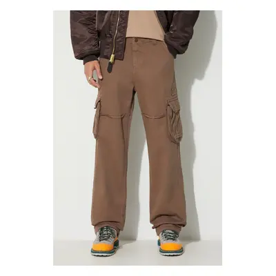 Bavlněné kalhoty Alpha Industries Jet Pant béžová barva, jednoduché, 101212.183