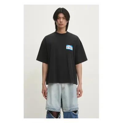 Bavlněné tričko VETEMENTS My Name Sticker Cropped Boxy černá barva, s potiskem, UA66TR710B