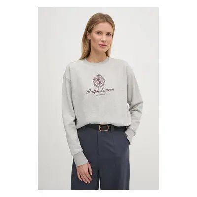 Mikina Polo Ralph Lauren dámská, šedá barva, s potiskem, 211959888