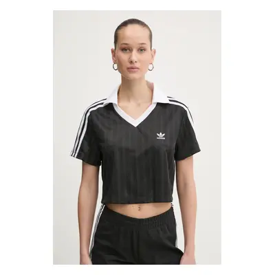 Tričko adidas Originals V-NECK POLO černá barva, JD2606