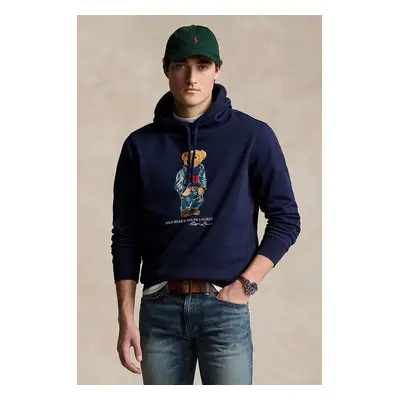 Mikina Polo Ralph Lauren pánská, tmavomodrá barva, s kapucí, s potiskem, 710953719