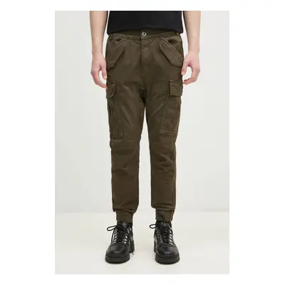 Kalhoty Alpha Industries Spodnie Alpha Industries Alman Pant 188201 413 pánské, zelená barva, ve