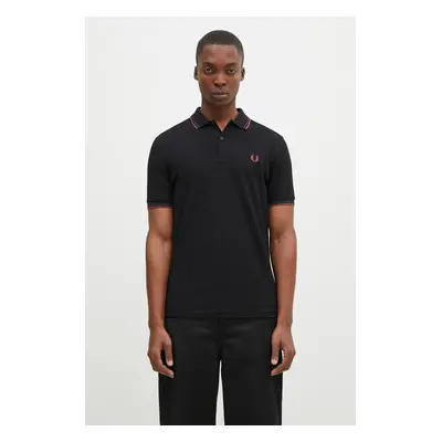 Bavlněné polo tričko Fred Perry The Twin Tipped Shirt černá barva, M3600.W68