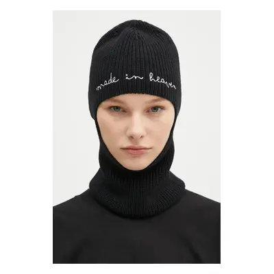 Vlněná kukla Fiorucci Embroidered Balaklava černá barva, U01FPAHA217KN05BK01