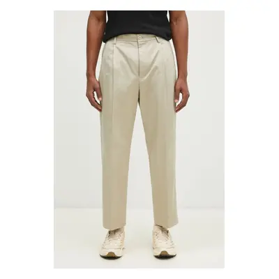 Bavlněné kalhoty Wacko Maria Double Pleated Chino Trousers béžová barva, jednoduché, 24FW-WMP-PT