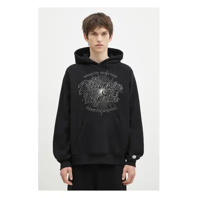 Bavlněná mikina Billionaire Boys Club Script Logo Chainstitch Popover Hood pánská, černá barva, 