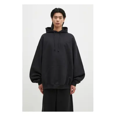 Mikina VETEMENTS Embroidered Logo Oversized pánská, černá barva, s kapucí, hladká, UA66HD780B