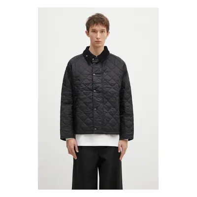 Košilová bunda Barbour OS Transport Quilted Jacket černá barva, oversize, MQU1796