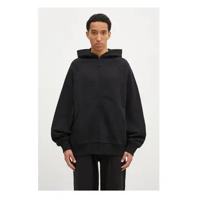 Bavlněná mikina 1017 ALYX 9SM Essentials Oversized Zip-Up Hoodie pánská, černá barva, s kapucí, 