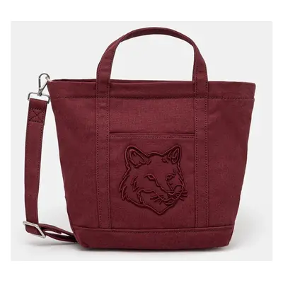 Bavlněná taška Maison Kitsuné Fox Head vínová barva, LW05103WW0107