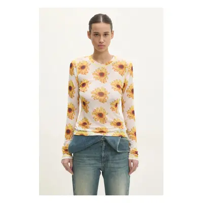 Tričko s dlouhým rukávem JW Anderson Long Sleeve Underpinning žlutá barva, JO0238.PG1670.001