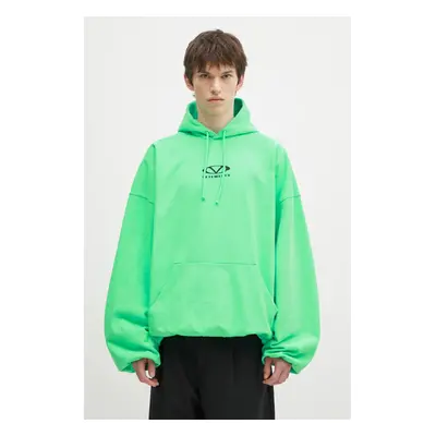 Mikina VETEMENTS Oval Logo Cropped Boxy pánská, zelená barva, s kapucí, s potiskem, UA66HD600E