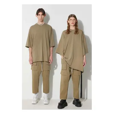 Bavlněné tričko Rick Owens zelená barva