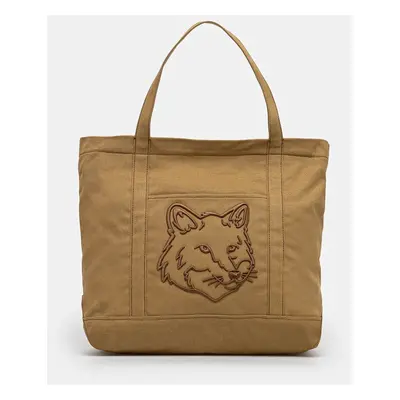 Bavlněná taška Maison Kitsuné Fox Head zelená barva, LW05104WW0107