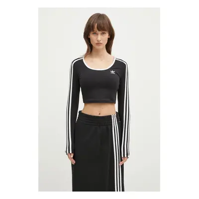 Tričko s dlouhým rukávem adidas Originals 3S LS CROP černá barva, JD4624