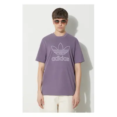 Bavlněné tričko adidas Originals Trefoil Tee fialová barva, s aplikací, IR7992