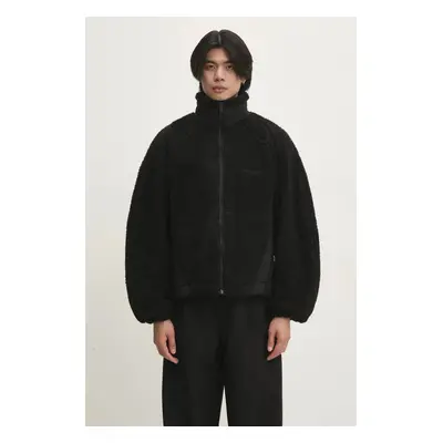 Bunda Han Kjøbenhavn Fleece pánská, černá barva, přechodná, oversize, U-134141