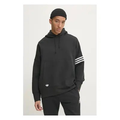 Mikina adidas Originals Neuclassics pánská, černá barva, s kapucí, s aplikací, JC9937