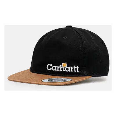 Bavlněná baseballová čepice Carhartt WIP Label Script Coach Cap černá barva, s aplikací, I034361