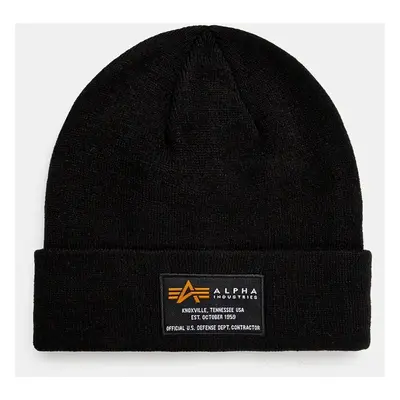 Čepice Alpha Industries Crew Beanie černá barva, 128924