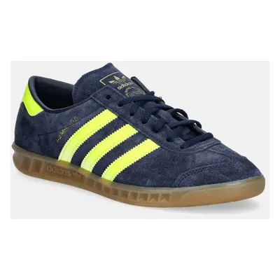 Kožené sneakers boty adidas Originals Hamburg tmavomodrá barva, JS0678