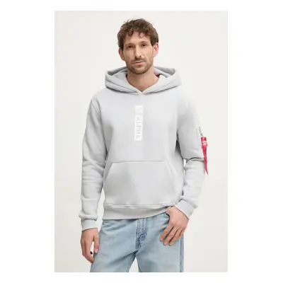 Mikina Alpha Industries PP Hoody pánská, černá barva, s kapucí, s potiskem, 146338