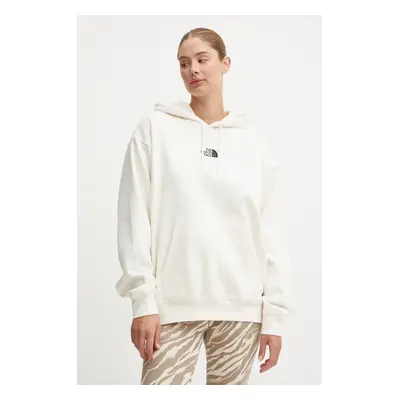 Mikina The North Face Essential Hoodie dámská, béžová barva, s kapucí, hladká, NF0A89ENQLI1