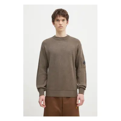 Vlněný svetr C.P. Company Knitwear Crew Neck In Re-Wool pánský, béžová barva, 17CMKN228A006595A