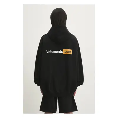 Mikina VETEMENTS Vetements.Com Oversized černá barva, s kapucí, s potiskem, UA66HD760B