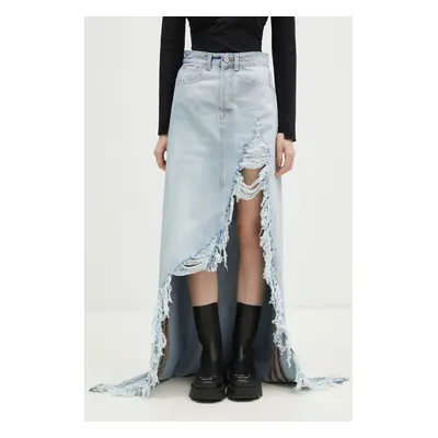 Džínová sukně VETEMENTS Destroyed Denim Maxi modrá barva, maxi, WA66SK510L