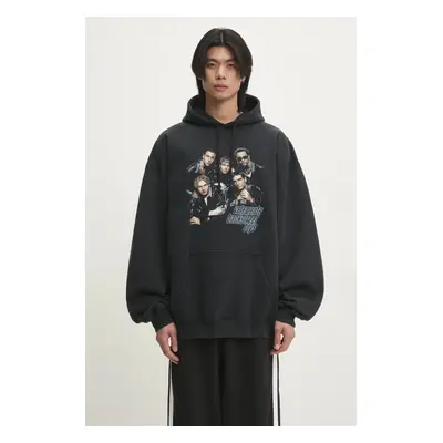 Mikina VETEMENTS Backstreetboys Oversized černá barva, s kapucí, s potiskem, UA66HD700B