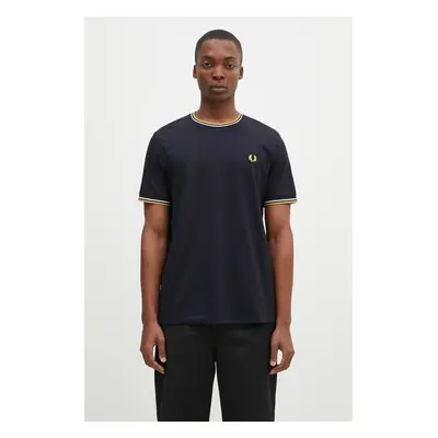 Bavlněné tričko Fred Perry Twin Tipped T-Shirt tmavomodrá barva, M1588.W53