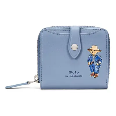 Kožená peněženka Polo Ralph Lauren modrá barva, 427960635