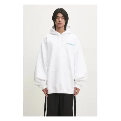 Mikina VETEMENTS Only Vetements Oversized pánská, bílá barva, s kapucí, s potiskem, UA66HD770W