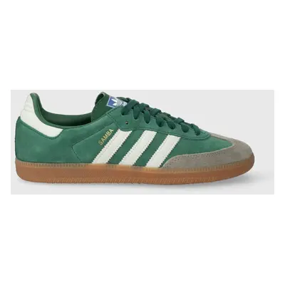 Semišové sneakers boty adidas Originals Samba OG W zelená barva, ID2054