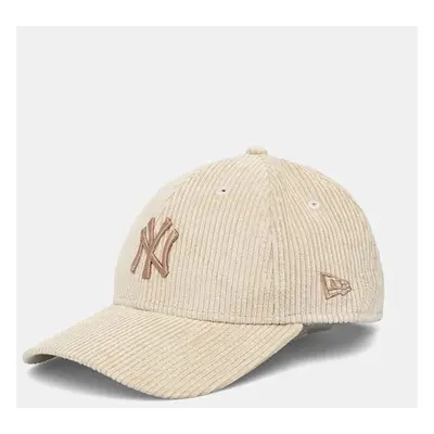 Bavlněná baseballová čepice New Era CORD 9FORTY® NEW YORK YANKEES béžová barva, s aplikací, 6056