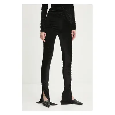 Velurové kalhoty Rick Owens Lilies černá barva, high waist, LI02D5335VST