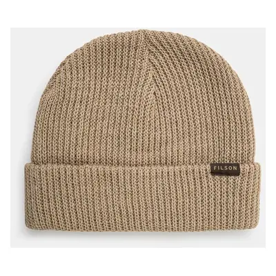 Vlněná čepice Filson Watch Cap béžová barva, z tenké pleteniny, FMACC0051