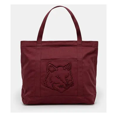 Bavlněná taška Maison Kitsuné Fox Head vínová barva, LW05104WW0107