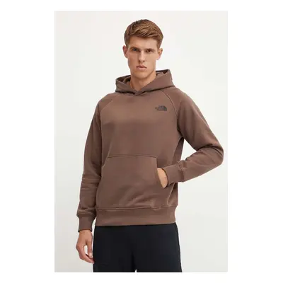 Mikina The North Face Raglan Redbox Hoodie pánská, hnědá barva, s kapucí, hladká, NF0A89F91OI1