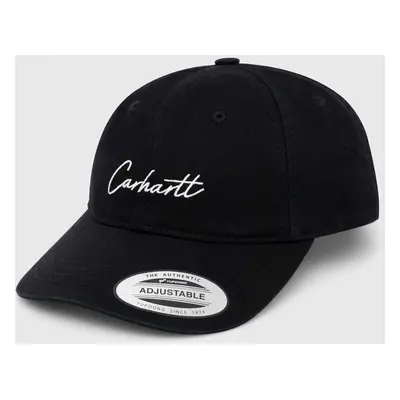 Bavlněná baseballová čepice Carhartt WIP Delray Cap černá barva, s aplikací, I031638.K02XX