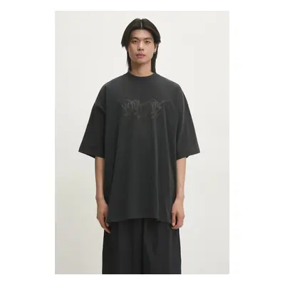 Bavlněné tričko VETEMENTS Drip Metal Oversized černá barva, s potiskem, UA66TR660B