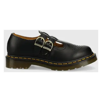 Kožené polobotky Dr. Martens dámské, černá barva, na plochém podpatku, DM12916001.8065.Mary-Blac