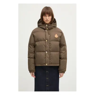 Bunda Sporty & Rich Crown Puffer dámská, hnědá barva, zimní, OW020512202BR03