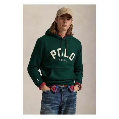 Mikina Polo Ralph Lauren pánská, zelená barva, s kapucí, s potiskem, 710952040